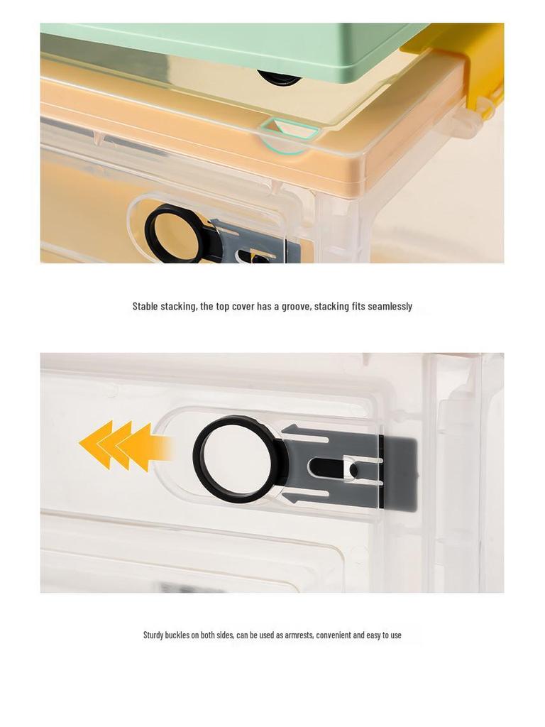 Side-Opening Transparent Storage Box with Lid for Clothes, Toys, and Books - Large Plastic Organizer for Wardrobes.