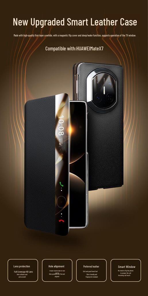 Qiali Huawei Mate X7 Sběratelská edice Originální kožené výklopné pouzdro