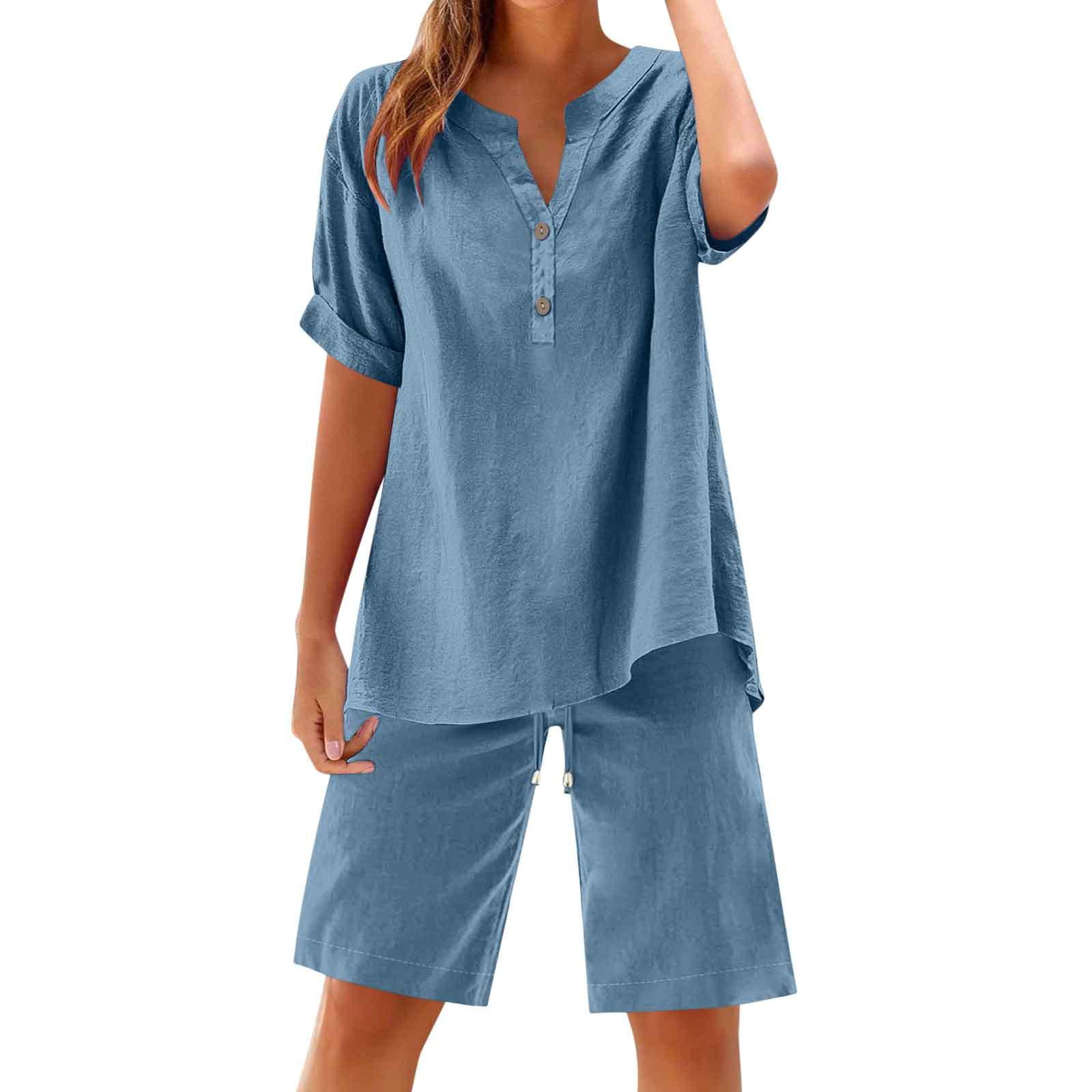 

2-piece Set With Women s Shorts, Matching, For Relaxing, Airport, Travel, Vacation, Beach, Suit With Pocket XXL