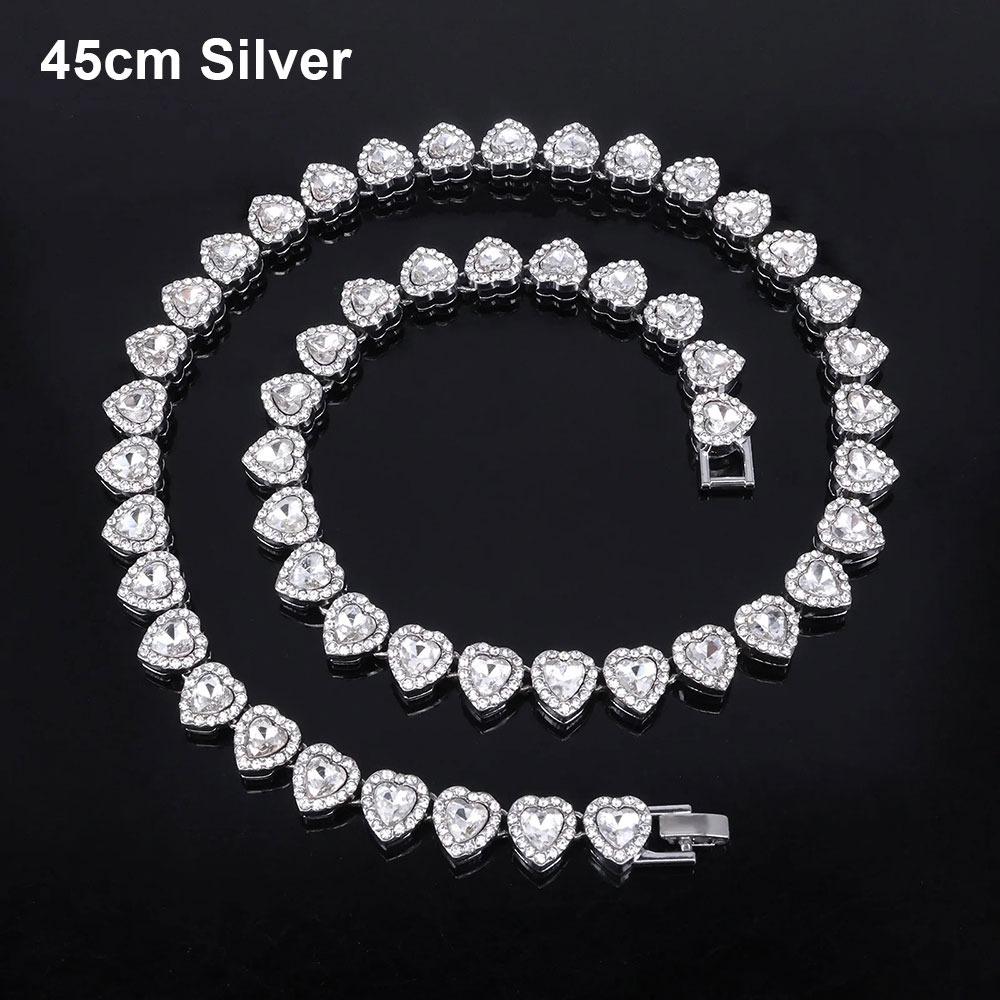 1Pcs Heart-shaped Chain Bracelet Alloy Rock Party Jewelry Durable Rhinestone Necklace