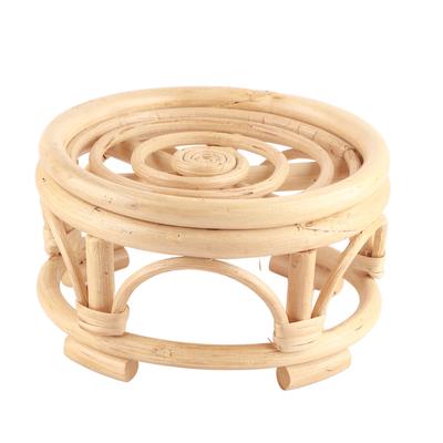Rattan Indoor Pflanzenständer Runde Form Natur Pflanzenregal Handgefertigter Rattan Pflanzgefäßständer für Zuhause
