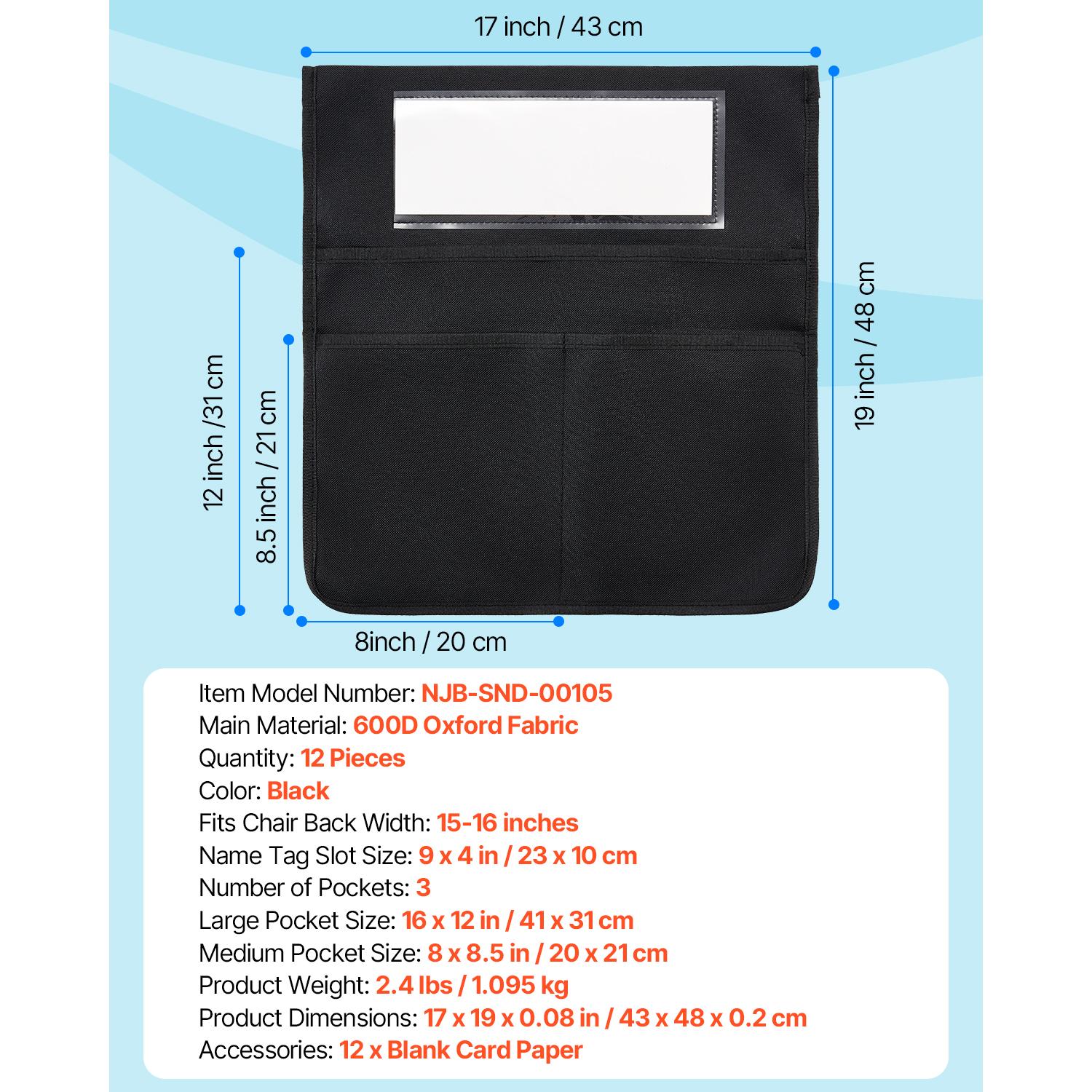 SucceBuy 12/24PCS Chair Pockets Chairback Buddy Pocket with Name Tag & Back of Organizer for Kids in Classroom Kindergarten