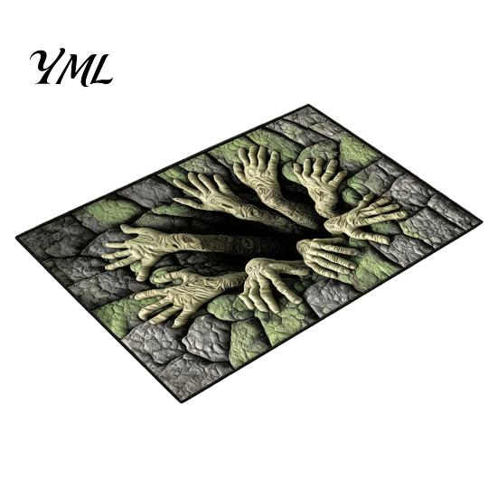 Alfombrilla Antideslizante para Suelo Alfombra de Halloween Esqueleto 3D, Ilusión Óptica Espeluznante Profundidad de Entrada Durable Patrón de Dormitorio Antideslizante para Decoración de Sala de Estar