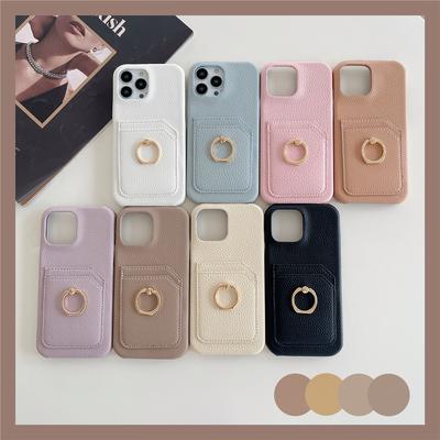 Funda de cuero de lujo con ranuras para tarjetas, billetera con anillo, soporte para Iphone 14 Pro Max 13 12 11 X Xr Xs 7 8 Plus Mini Se, funda suave a prueba de golpes