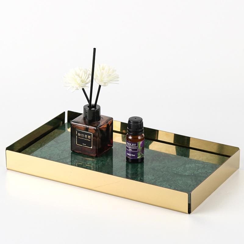 Light Luxury New Chinese Style Marble Tray Fruit Plate Storage Living Room Model Room Villa Hotel High-end Jewelry Ornaments