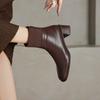Krazing Pot Sheepskin Autumn Winter Shoes Thick Heels Size 42 Square Toe Zipper Knitwear Vintage Ankle Boots