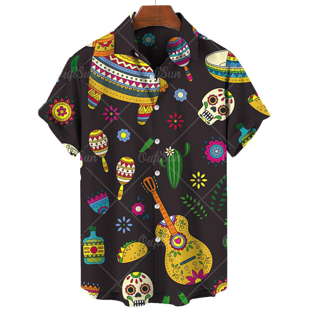 

Vintage Men s Shirt Mexican style 3D Print Men s Clothing Summer Casual Hawaii Beach Hawaiian Harajuku Fashion Holiday Shirt XL