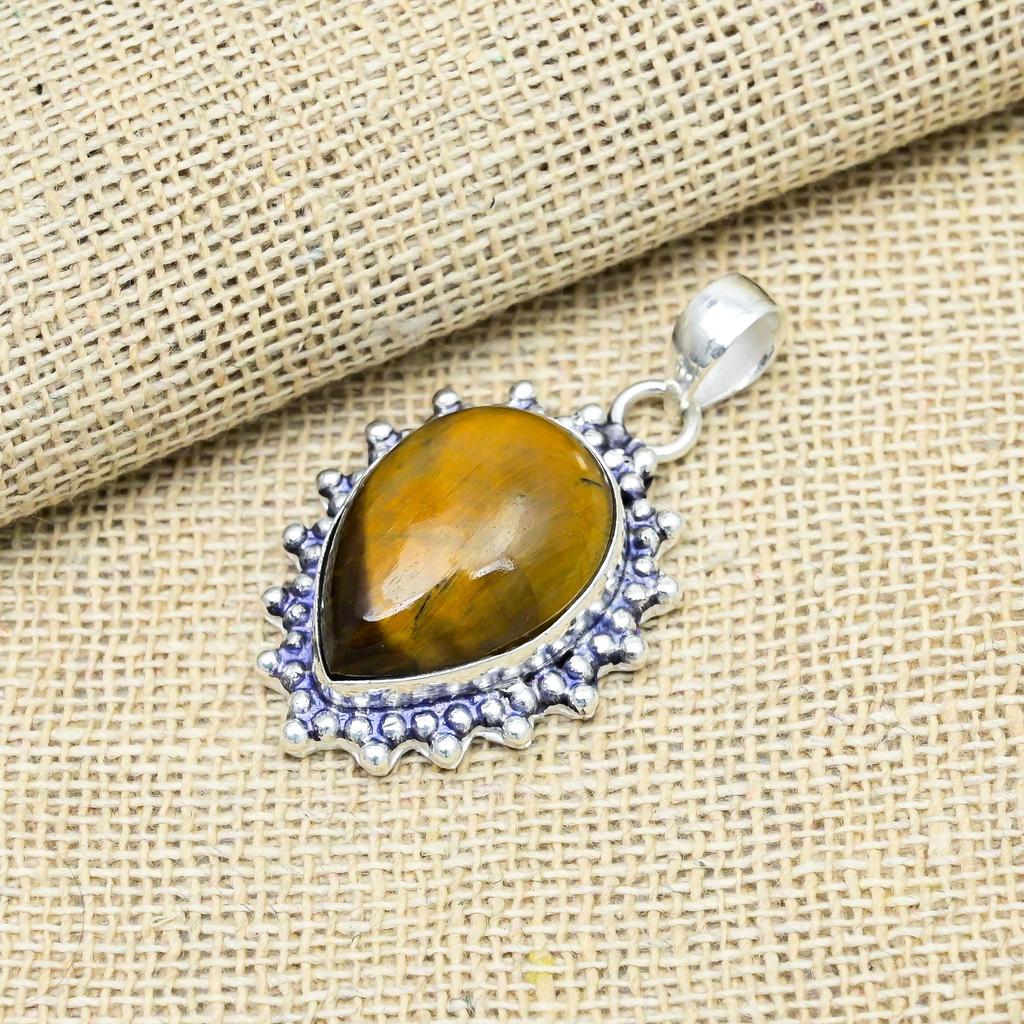 Underbara Smycken med Tigeröga Ädelsten 925 Sterlingsilver Handgjort Hänge Gåva Till Kvinnor