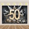 50th Birthday Party Decoration Backgound Surprise Colorful Glitter Balloon Cake Gift Banner Family Happy Photography Studio Prop
