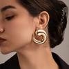 Fashion Exaggeration Geometry Gold Color Smooth Surface Comma Snail Shape Large Studs Earring for Women Personality Jewelry Gift
