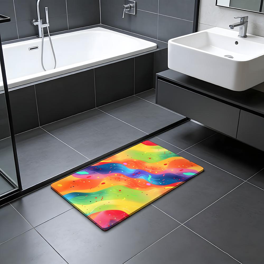 Cartoon Style G-Gradient Color Floor Mat Absorbent Floor Mat Non-Slip Entrance Rug for Bathrooms Restrooms and Toilets
