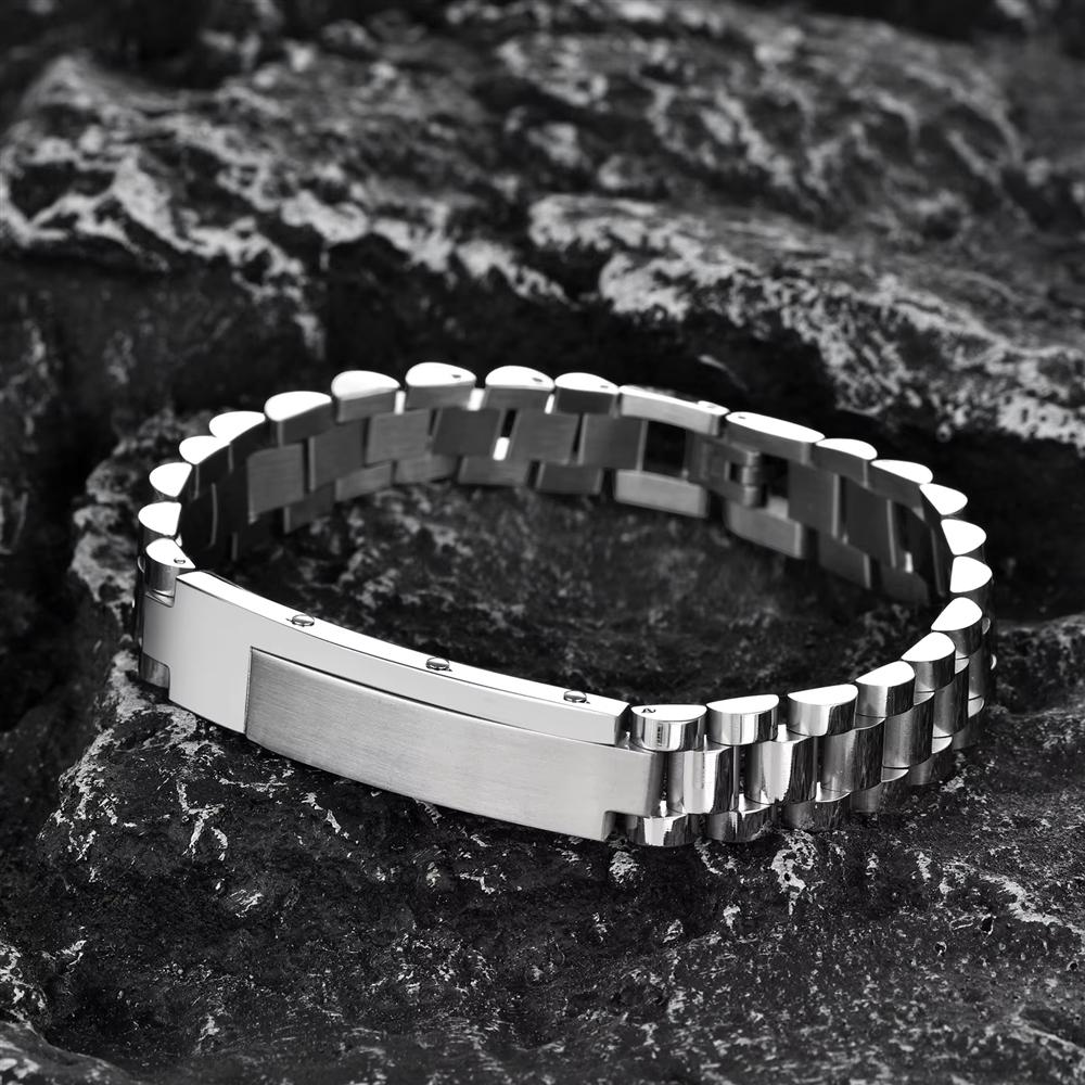 Bracciale a Catena in Acciaio Inossidabile 316L Placcato Oro Impermeabile Logo Personalizzato Regalo da Uomo Gioielli alla Moda