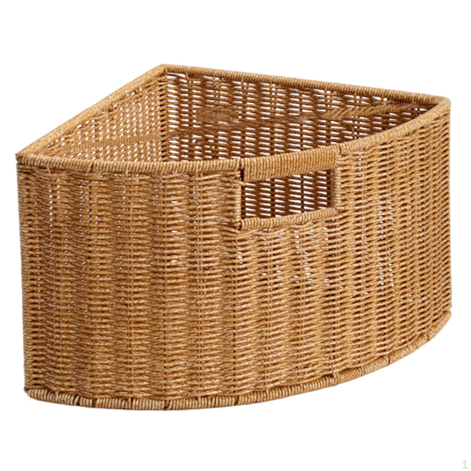 

Braided Corner Storage Basket, Compact Fan-shaped Gift Organizer, Triangular Box, Narrow Middle Handle