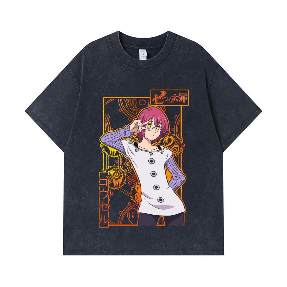 275 GSM Washed T-shirts 100% Cotton Seven Deadly Sins V11 Gowther Print Unisex Heavy Cotton T Shirt