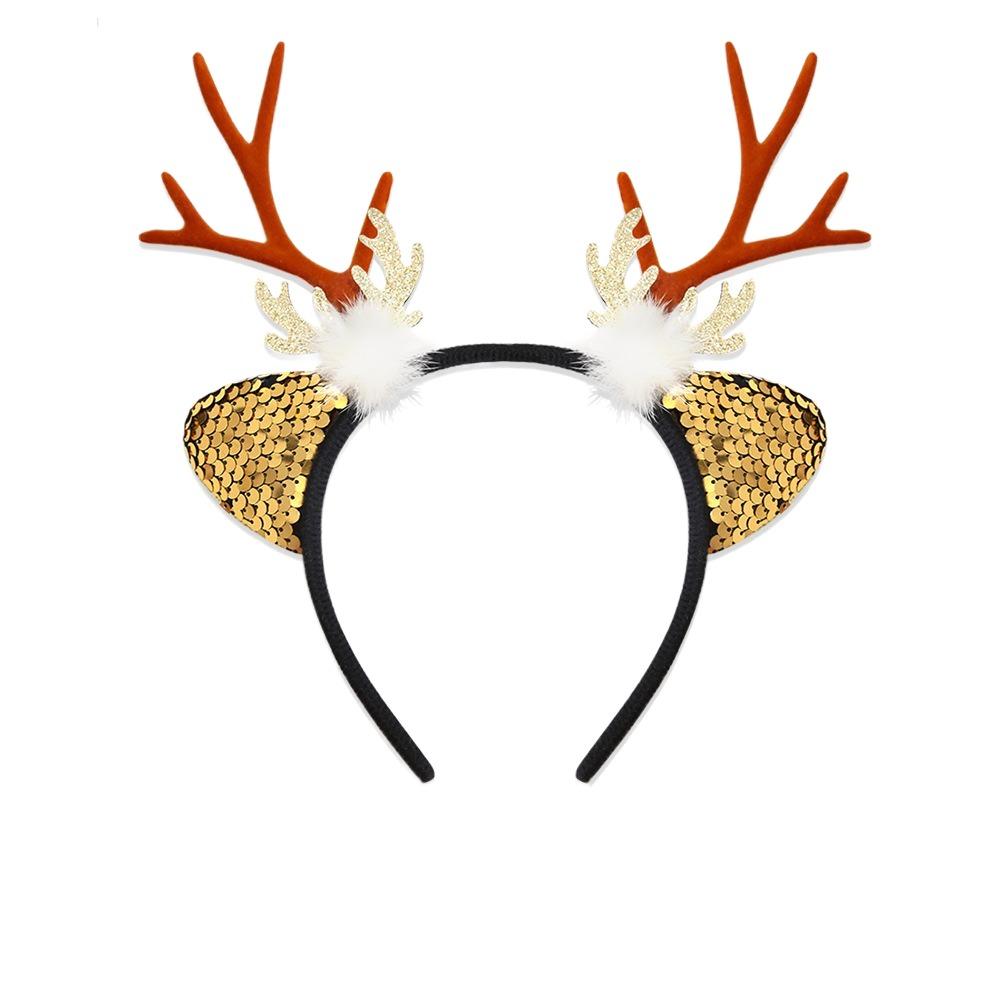 Cute Christmas Headband Flocked Antler Xmas Hairband Creative Deer Ear Headband  Woman