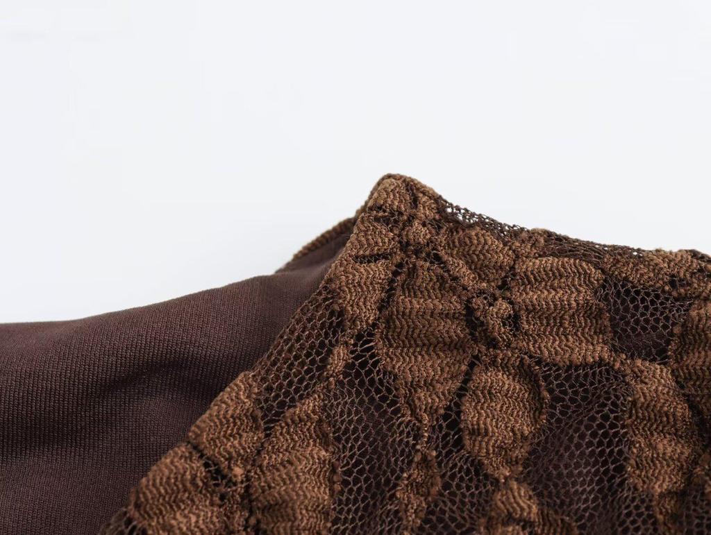 2024 Autumn Women's European & American Style Lace Long Sleeve Maxi Dress