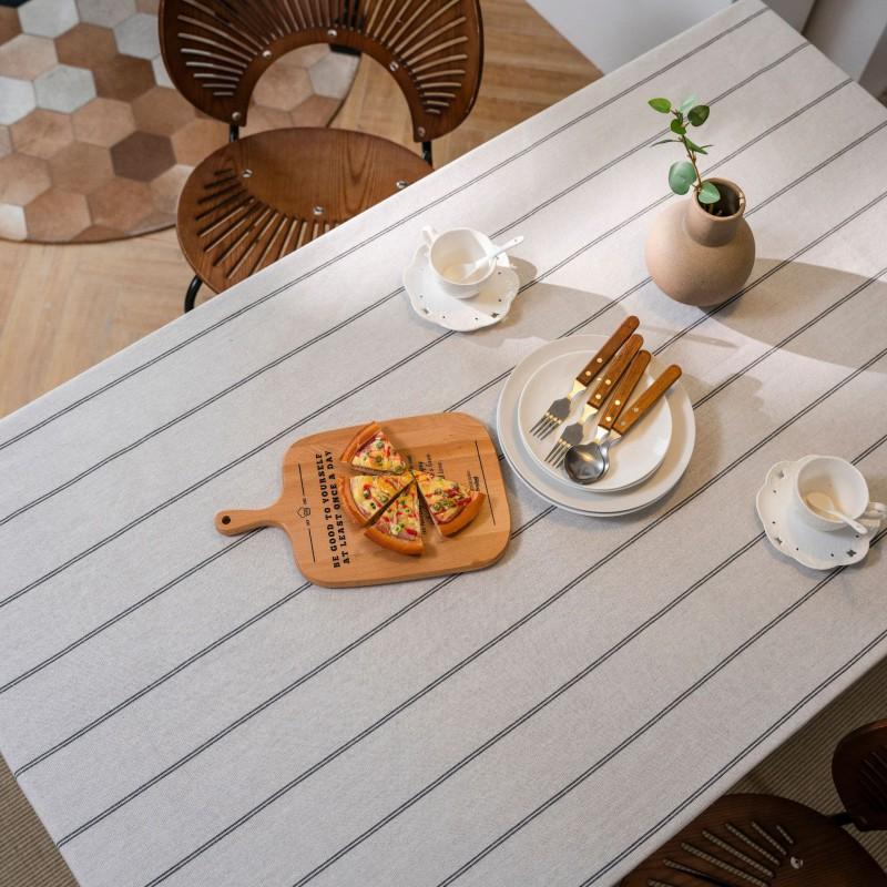 Striped Woven Tablecloth Dining Table Rectangular Cotton Blend Dustproof Home Decor