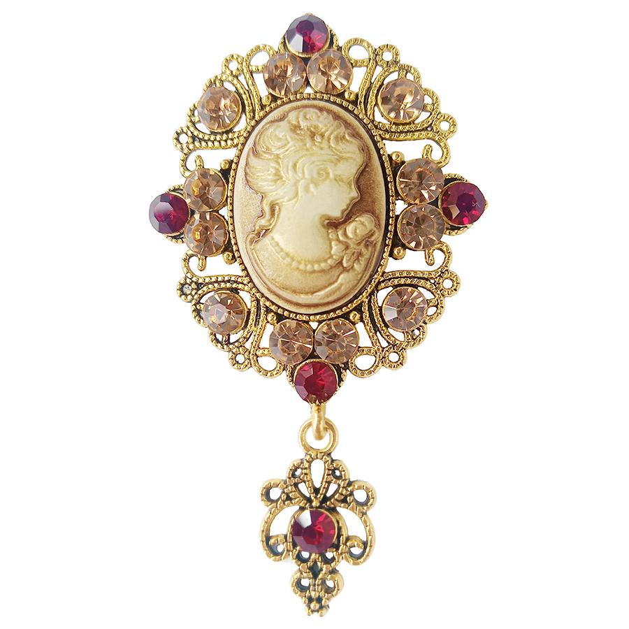 

Винтажная брошь-камея со стразами для женщин, королевская головка, аксессуары