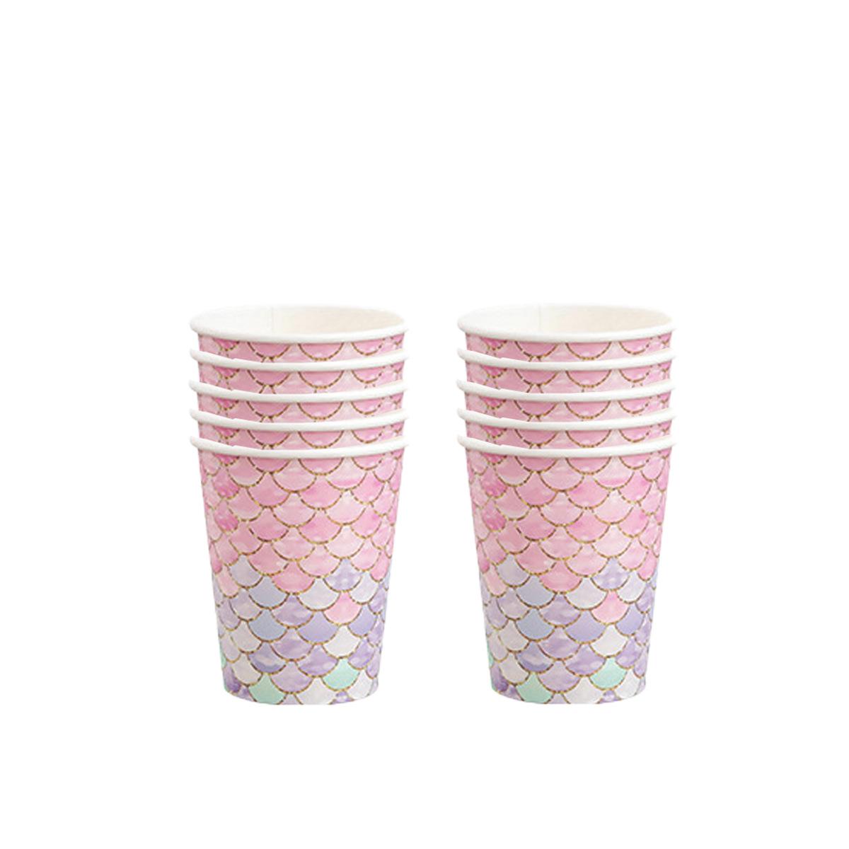 

Pink Fish Scale Party Supplies Disposable Tableware Paper Plates Paper Cups Paper Towels Girl Birthday Party Decoration