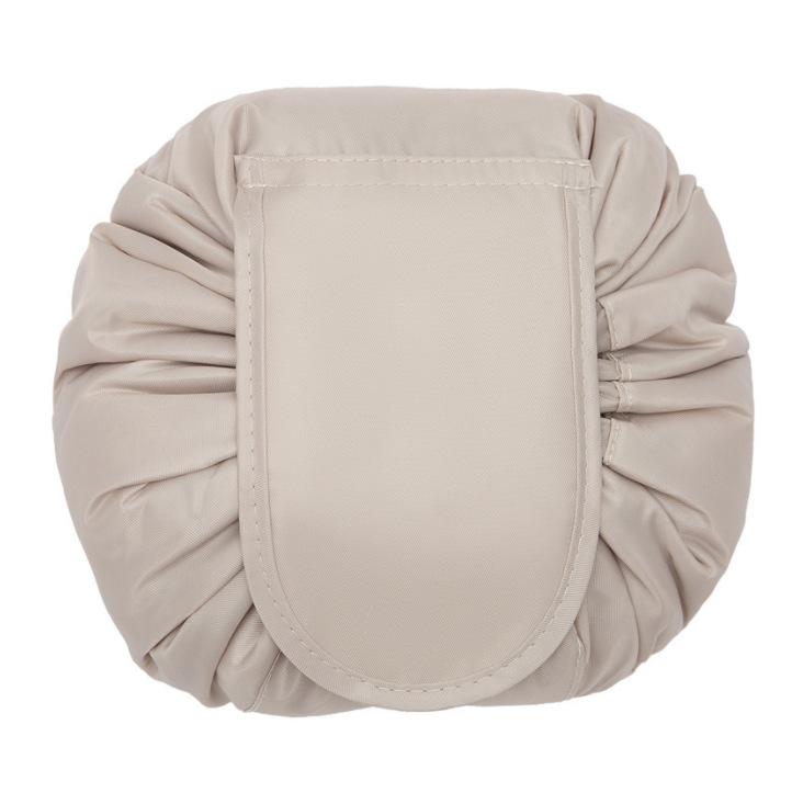 Lady Travel Cosmetic Bag Lazy Lay Flat Organizer Bags Travel Toiletry Cotton Jewelry Pouch Drawstring Makeup Bag