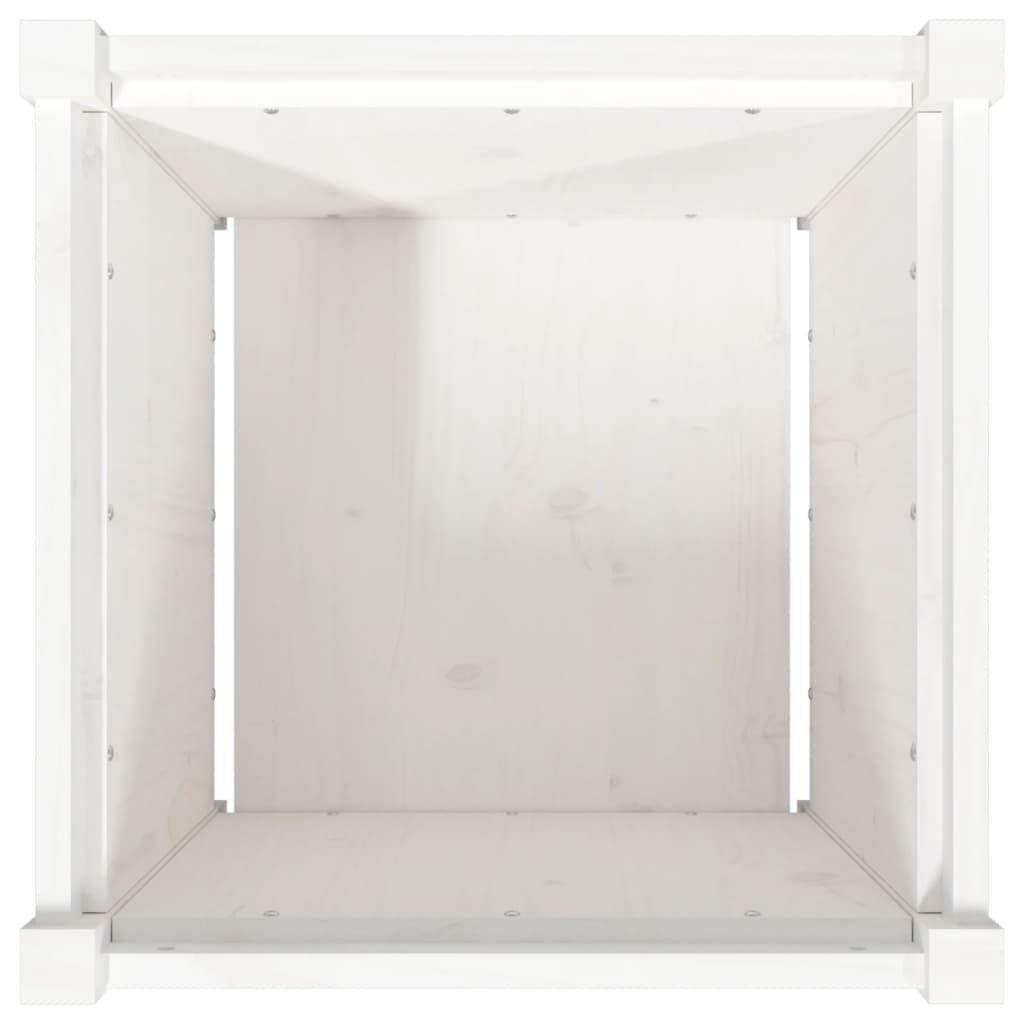 Plant Pot White 50x50x50 Cm Solid Pine Wood