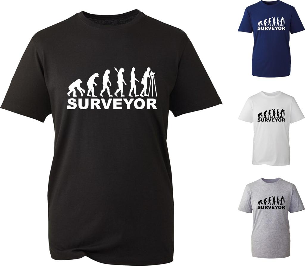 Evolution Of Surveyor TShirt Huunisex Evolution Engineering Work Wear Gift Tee Top