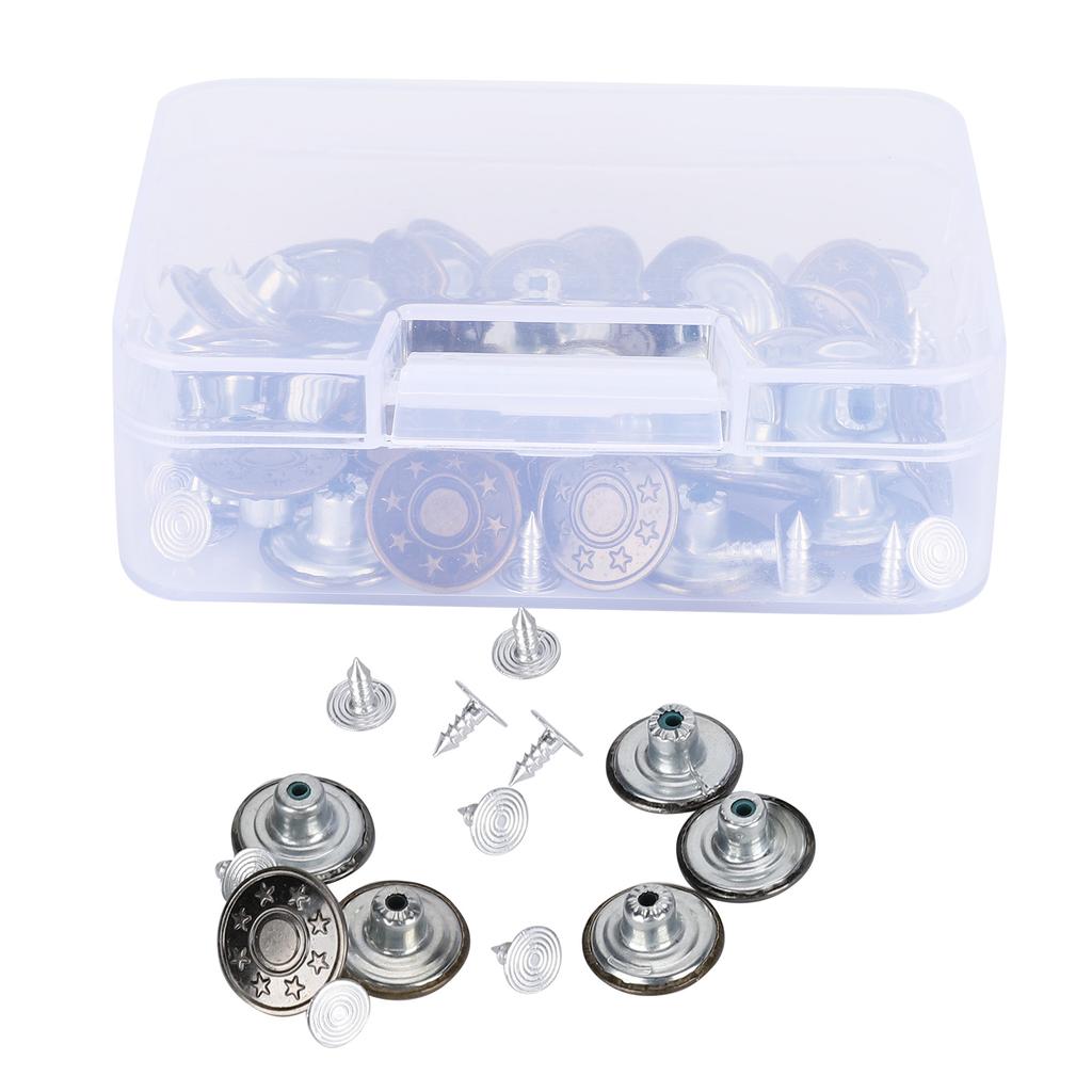 120Pcs Replacement Jeans Buttons Pants Metal Fastener Tack Kit Clothing Accessories