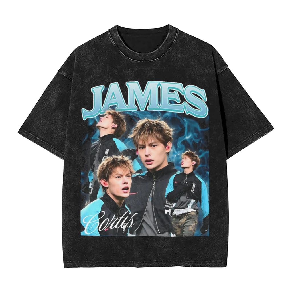 2026 Kpop Boy Group Cortis James Washed T Shirts Streetwear Vintage T-Shirts Tee Shirt Men Women Cotton Harajuku Graphic Printed