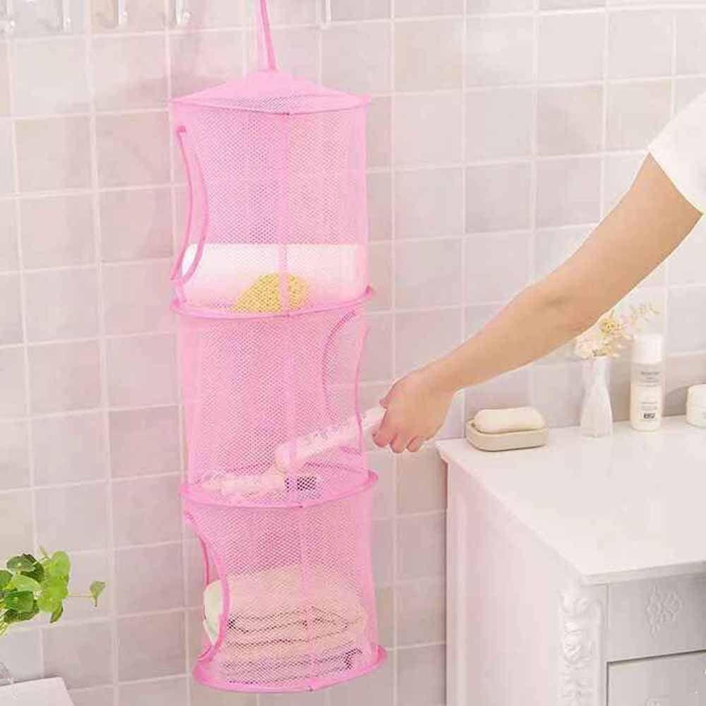 Cylindrical Cylindrical Storage Hanging Bag Mesh Cylindrical Storage Basket  Bathroom