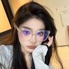 Tr90 Large Frame Plain Glasses Frame Female Plain Myopia Matching Degree Anti-Blue Light Glasses Black Frame