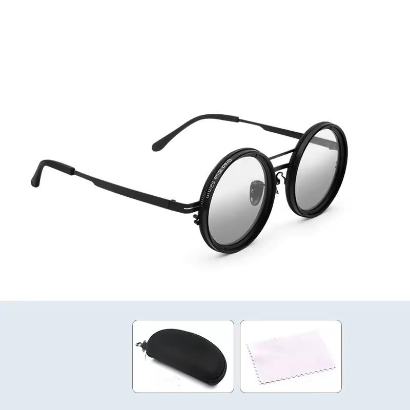 1Set Adjustable Tint Sunglasses Men Women ND9 Dimming Sun Glasses Retro Round Eyeglass With Gradient Lenses 2025