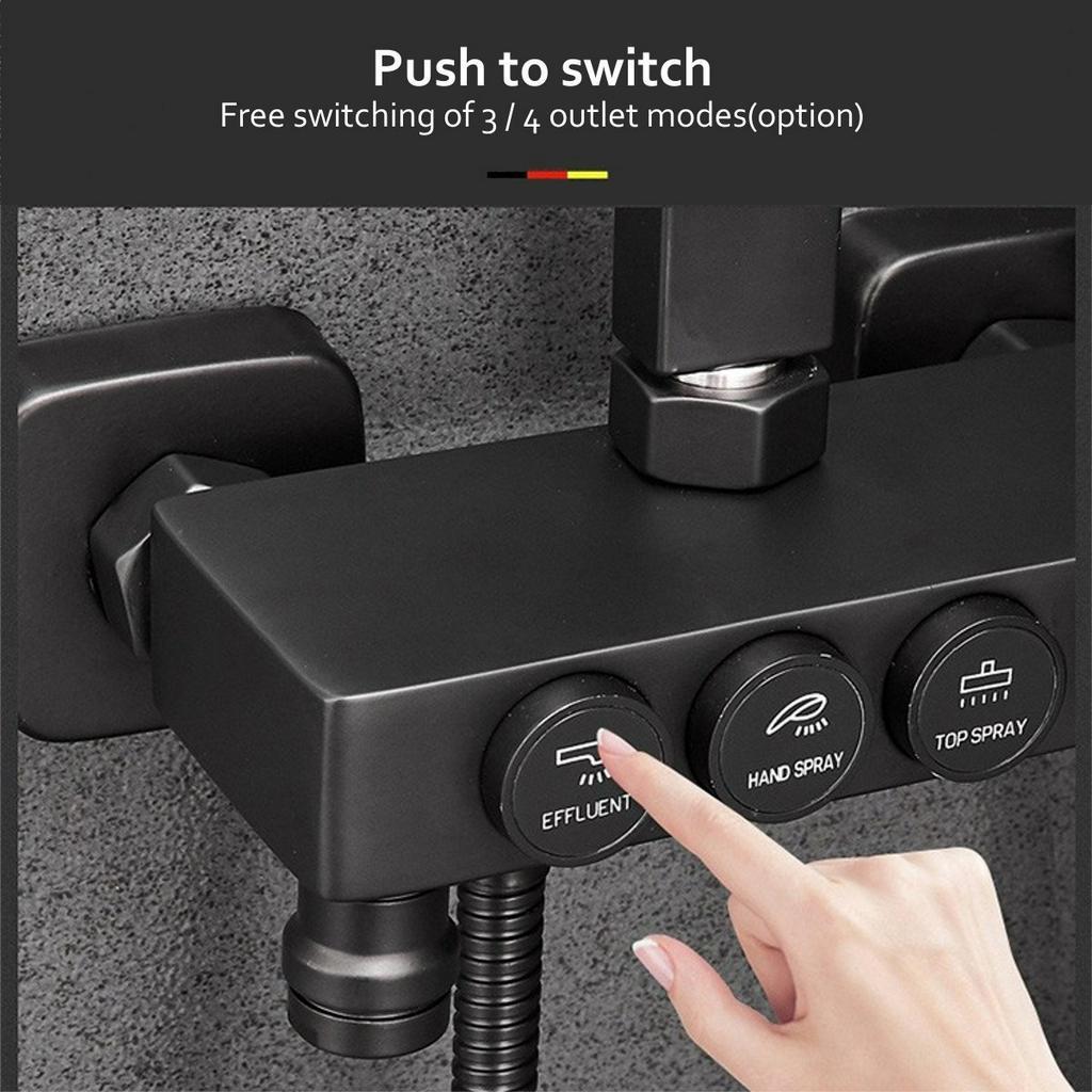 360° drehbares Thermostat-Duschbrausen-Mischbatterie-Set, 3/4-Geschwindigkeit, einstellbare feste/intelligente Temperaturregelung, schwarz