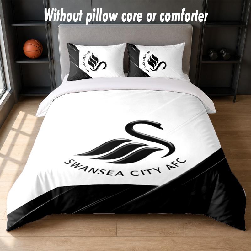 Set Biancheria da Letto Swansea City Design 1 Copripiumino + 2 Federe Morbido Traspirante Biancheria da Letto per la Casa