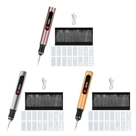 1 Set Tırnak Zımparası Şarj Edilebilir Hızlı Tip-C Şarjlı Pil Taşınabilir Elektrikli Gravür Kalemi Dekoratif Kupa Oyma Aleti
