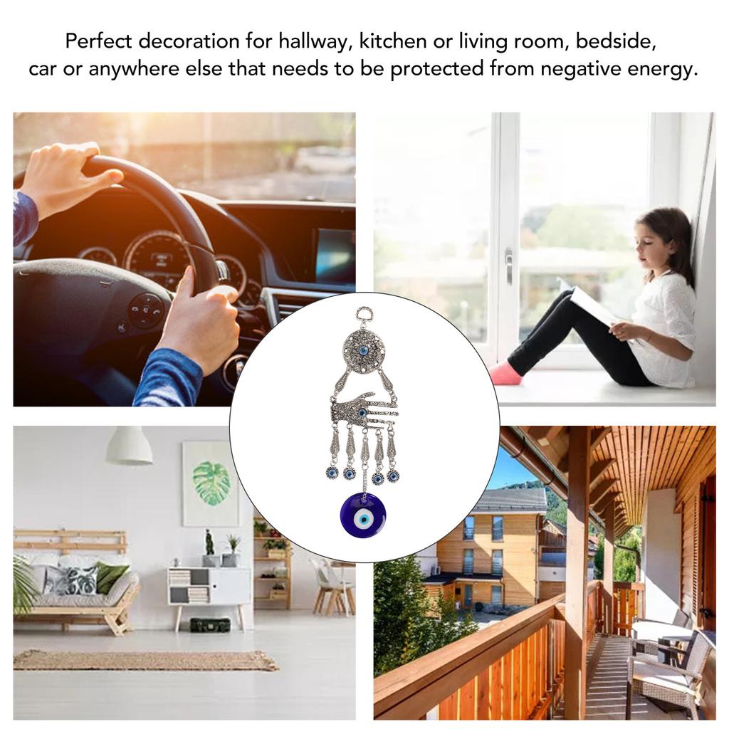 Eye Hanging Ornament Retro Style Lucky Fortune Vibrant Alloy Coloured Glaze Blue Eye Ornament for Car Bedroom Office