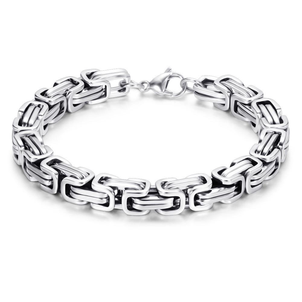 European & American 8MM Double Layer Titanium Steel Retro Chain Bracelet - Stainless Steel Fashion Accessory