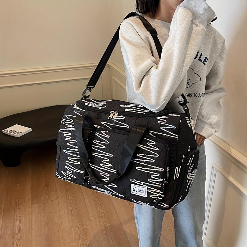 

Large Capacity Travel Duffel Bag for Women, Trendy Lightweight Oxford Cloth, Expandable Gym and Casual Sports Bag with Multi Pockets, Mixed Color чёрный