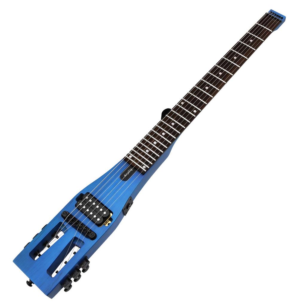 Anygig Portable Travel Electric Guitar, 82cm, 1.6kg, Blue, 25.5" Full-Scale, Right-Handed, with Gig Bag