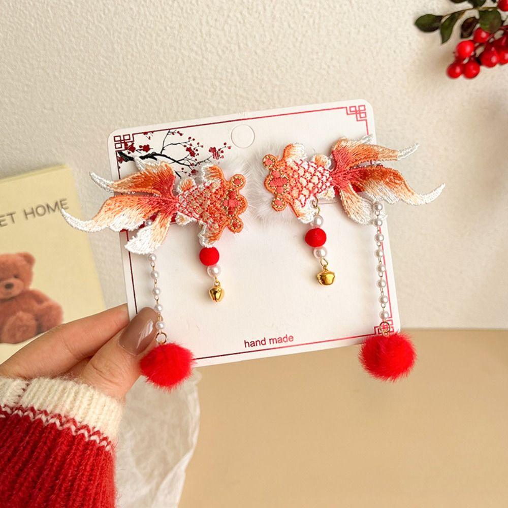 2 szt. Nowy rok nakrycie głowy Hanfu klips boczny w stylu chińskim peruka warkocz szpilka dziecięca kokardka szpilka do włosów dziewczyny