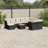 VidaXL Garden Lounge Set 11 Pcs with Cushions Black Braided Resin 3223970