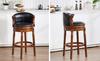 Cow Top Leather Wooden Bar Stools, 360 Degree Swivel Bar Height Chair with Backs for Home Kitchen Counter, Morden Chair Barstools