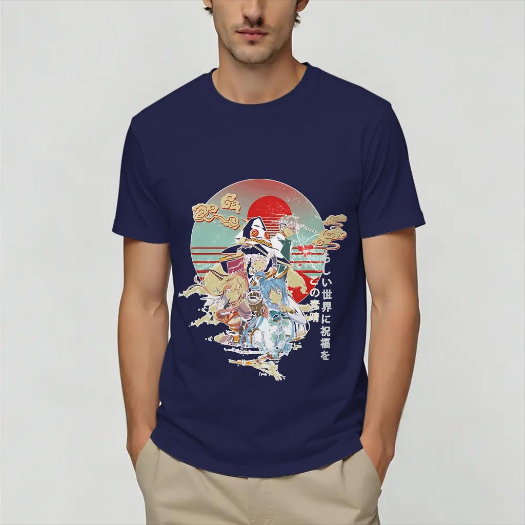 Megumin KonoSuba Reines Baumwoll-T-Shirt Für Unisex Sommer Y2K Basic T-Shirts Rundhals Trendige T-Shirts Große Größen Design Tops