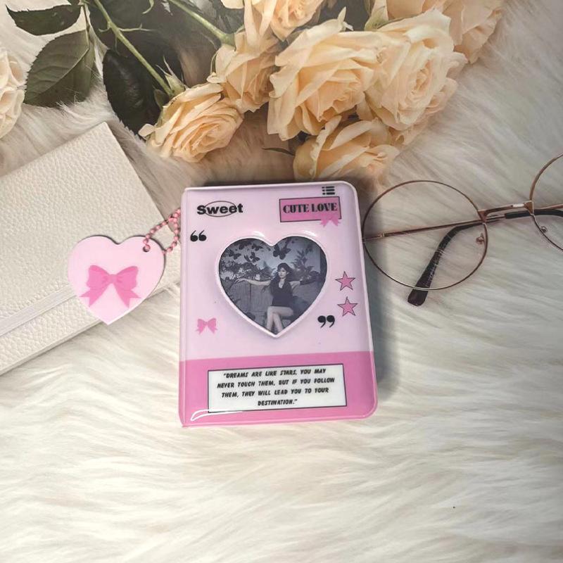 Letter Print 3 Inch Kpop Binder Round Hollow Photocard Holder Show Up Now Ins Photo Album Idol Cards Collect Book 40 Pocket