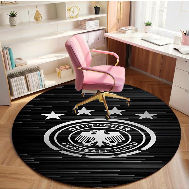 1PC round rug German Football Emblem Printed Round Area Rug ,Rug For Home Office, Round Chair Rug, Decorative Carpet Fan gifts Christmas gift