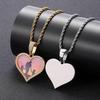 Personalized Men's Heart Pendant: European & American Hip Hop Necklace with Zircon-Embellished Photo Frame