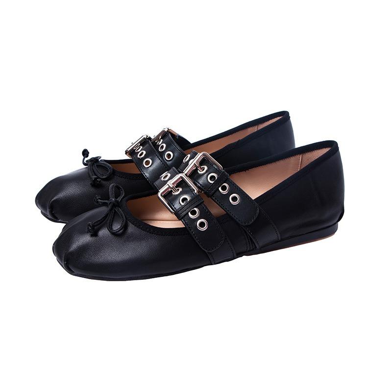 5cm kleiner Mann Innenhöhe erhöhen Schleife flacher Mund Ballerinas Damen tragen Herbst runde Zehenriemen Einzelschuhe