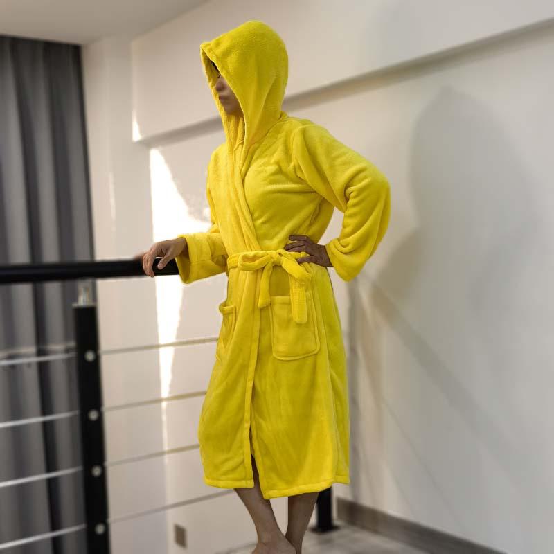 Flanell-Bademantel mit Kapuze: Lange Paarmode Schlafanzüge und Bademäntel