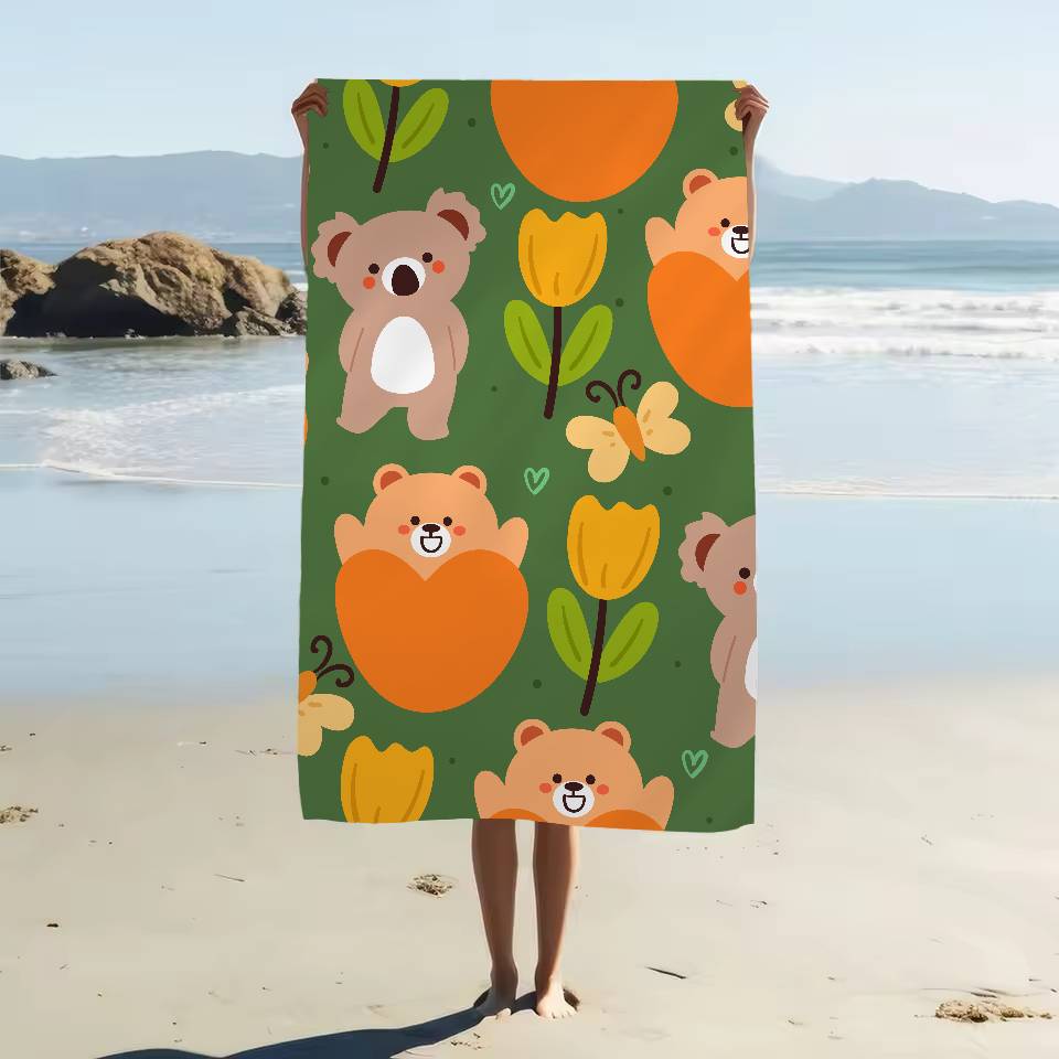 Cartoon Animal Patterns Beach Towel Colorful Bath Towels For Girl Microfiber Quick Dry Sand Free Beach Yoga Spa Gym Pool