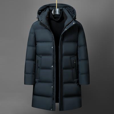 Fashion Winter Jacket for Men Down Coat Parka Men's White Goose Down Jacket Collar Hooded Warm Thick Long Padding