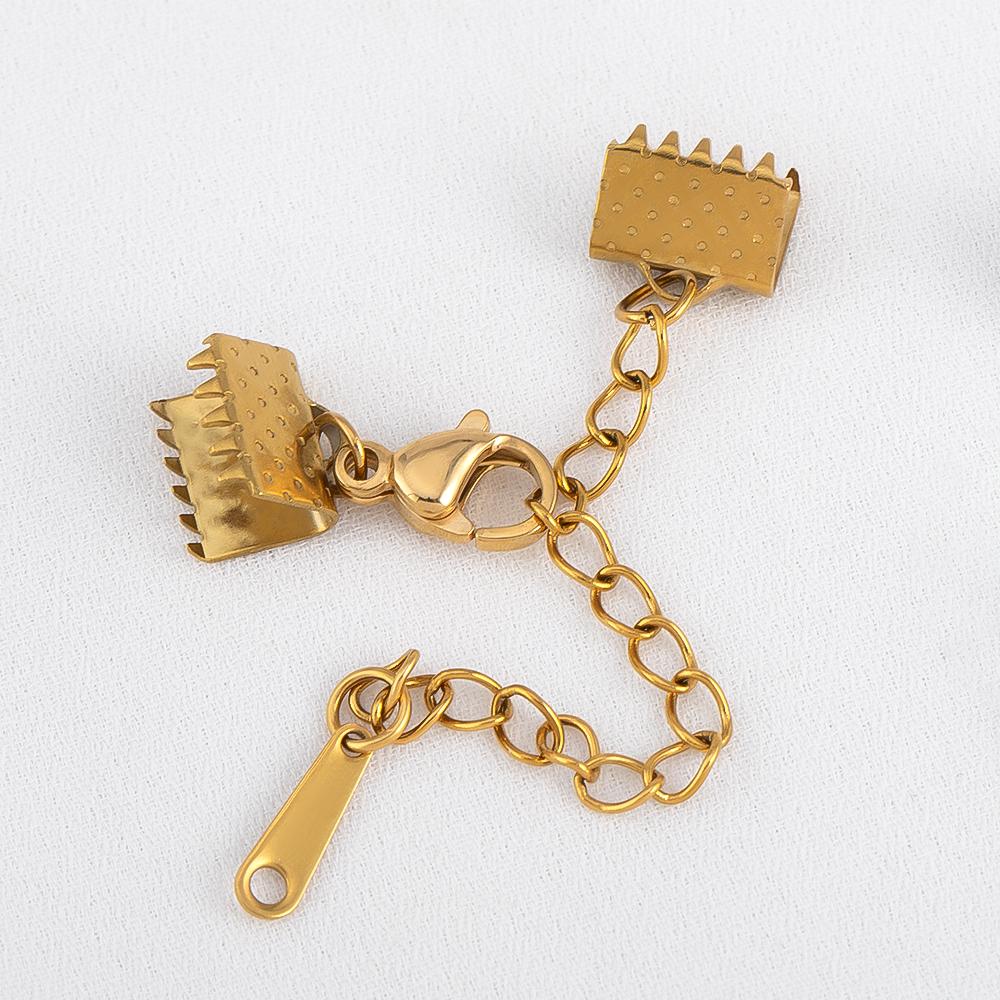 2pcs 5pcs Stainless Steel Ribbon Leather Ends Lobster Claw Clasps Extension Chain Connector Fastener Clasps Bracelet DIY Making